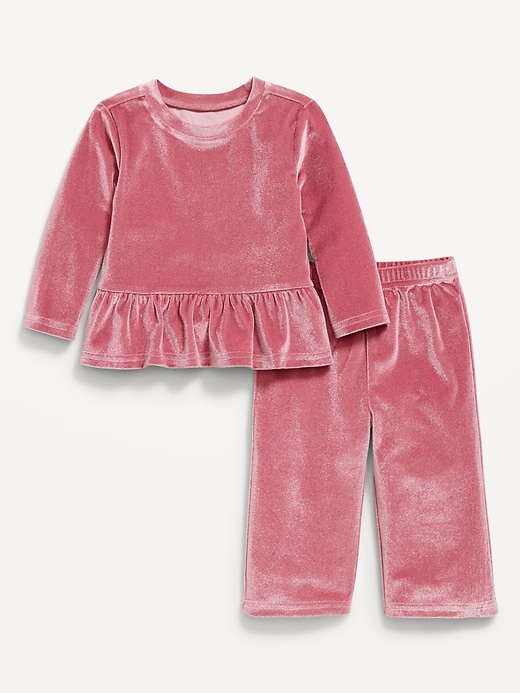 Image number 1 showing, Cozy Velour Peplum Top and Pants Set for Baby