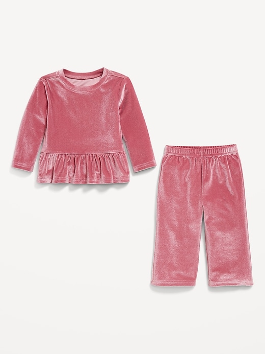 Image number 2 showing, Cozy Velour Peplum Top and Pants Set for Baby