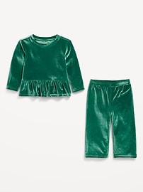 Image number 2 showing, Cozy Velour Peplum Top and Pants Set for Baby