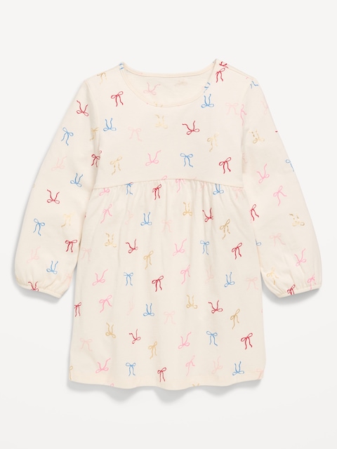 Printed Long-Sleeve Dress for Toddler Girls - Bows