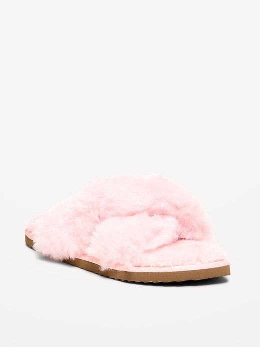 Image number 1 showing, Faux-Fur Twist-Front Slippers for Women