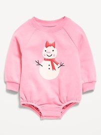 Image number 1 showing, Printed Long-Sleeve Fleece One-Piece Romper for Baby