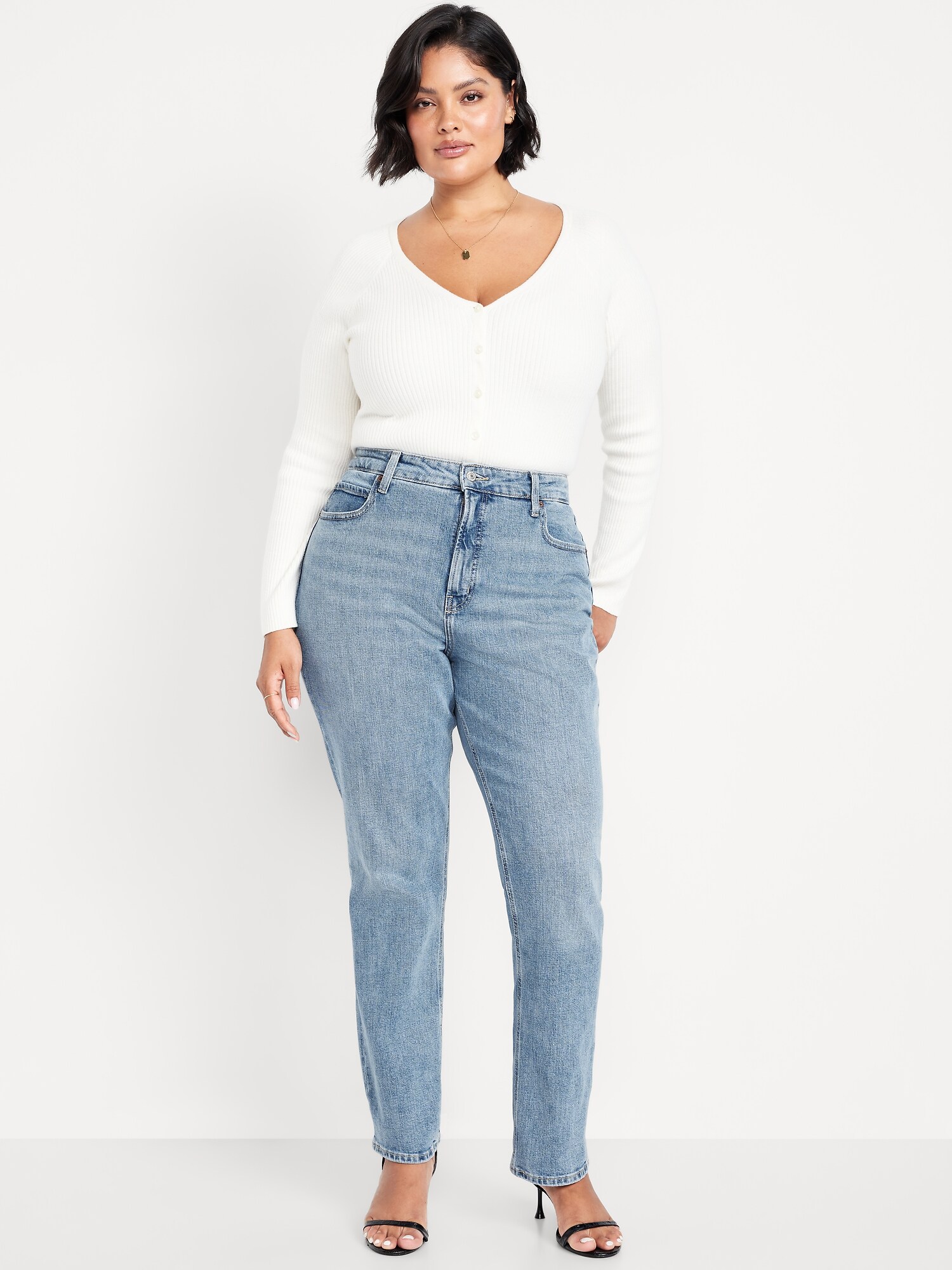 Женские джинсы Old Navy Curvy Extra High-Waisted Straight, цвет: Celine — фото 6