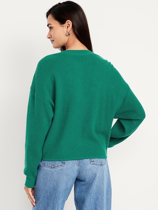 Image number 2 showing, Oversized Cozy Waffle Henley Top