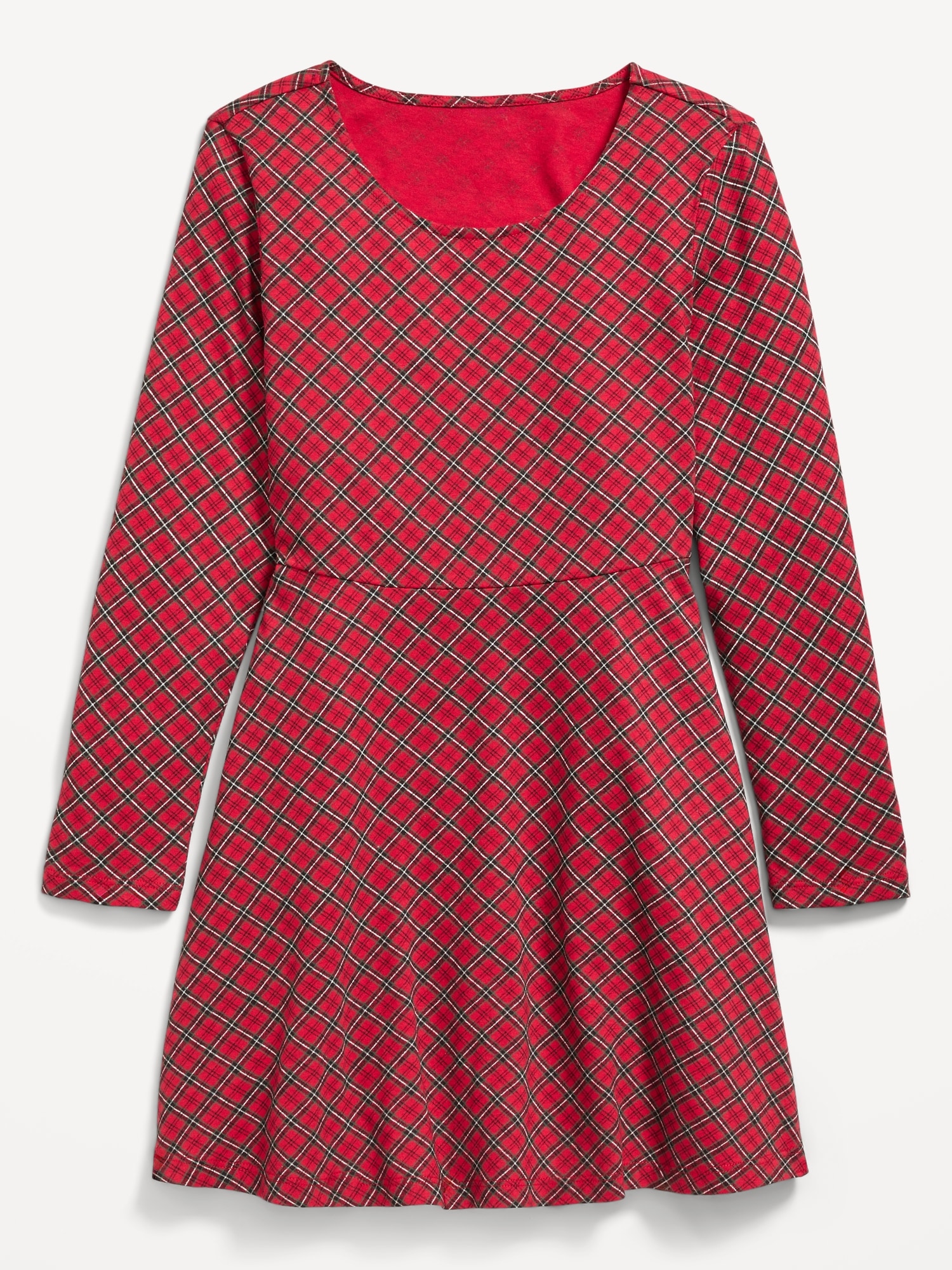 Printed Long-Sleeve Fit and Flare Dress for Girls