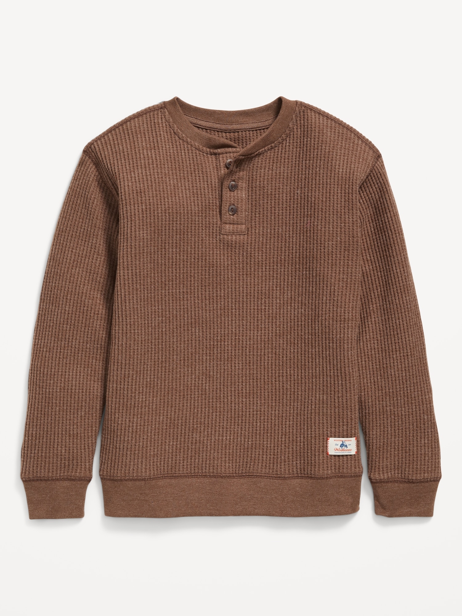 Long-Sleeve Henley Thermal-Knit T-Shirt for Boys