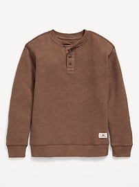 Image number 1 showing, Long-Sleeve Henley Thermal-Knit T-Shirt for Boys