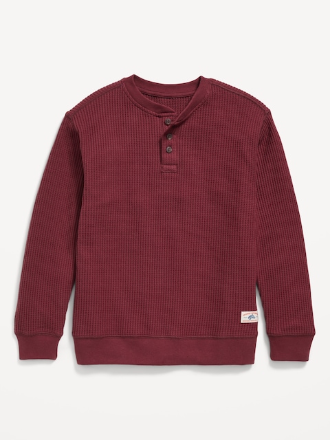 Long-Sleeve Henley Thermal-Knit T-Shirt for Boys - Royal Velvet