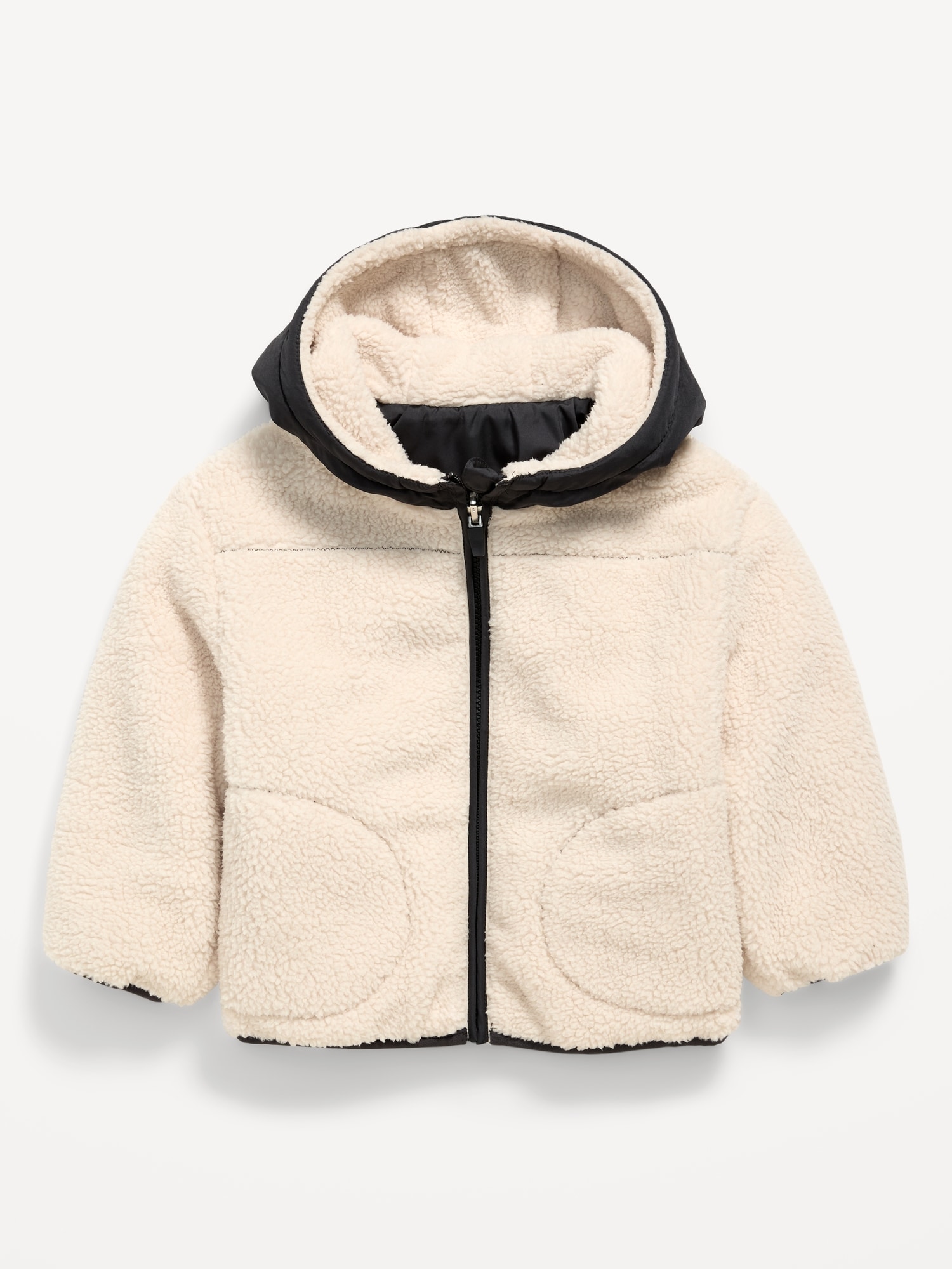 Oversized Reversible Sherpa Jacket for Toddler Boys