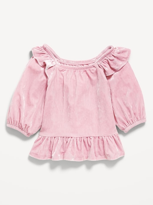 Image number 2 showing, Ruffled Velvet Peplum Top for Toddler Girls