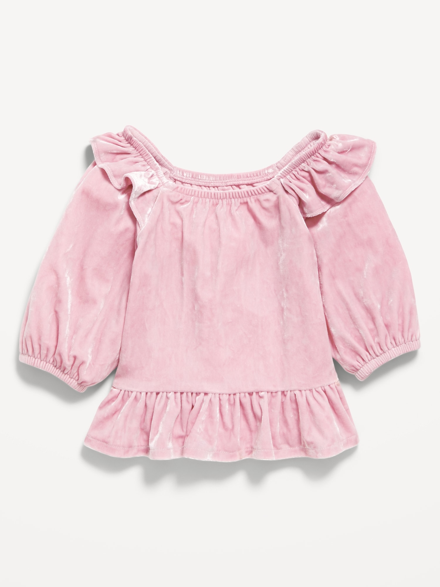 Ruffled Velvet Peplum Top for Toddler Girls