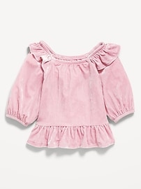Image number 2 showing, Ruffled Velvet Peplum Top for Toddler Girls
