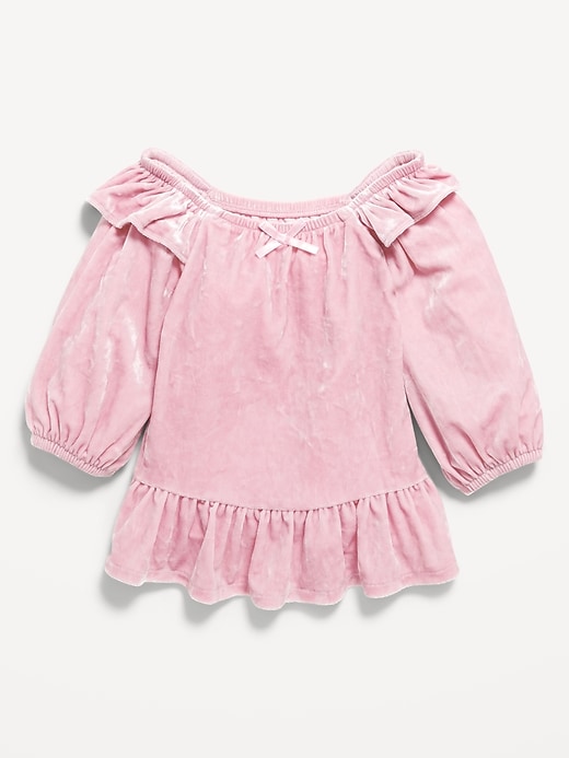 Image number 1 showing, Ruffled Velvet Peplum Top for Toddler Girls
