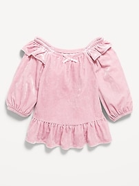 Image number 1 showing, Ruffled Velvet Peplum Top for Toddler Girls