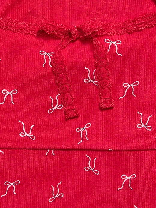 Image number 4 showing, Fitted Long-Sleeve Lace-Tie Ribbed T-Shirt for Girls