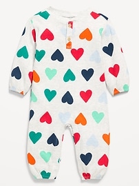 Image number 1 showing, Long-Sleeve Waffle-Knit Henley One-Piece for Baby