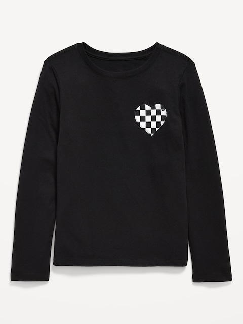 Softest Long-Sleeve Heart-Pocket T-Shirt for Girls