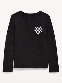 Image number 1 showing, Softest Long-Sleeve Heart-Pocket T-Shirt for Girls