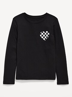 Softest Long-Sleeve Heart-Pocket T-Shirt for Girls