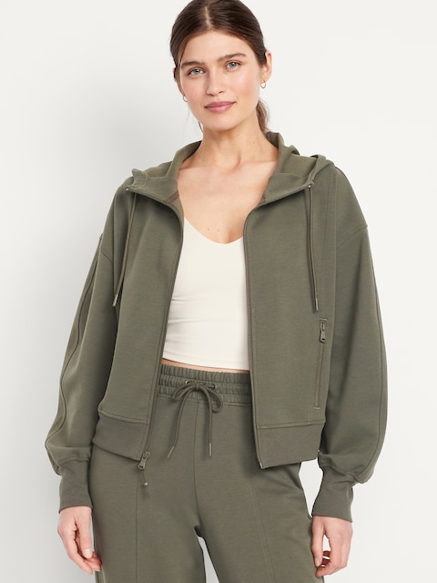 Dynamic Fleece Oversized Full-Zip Hoodie Sweatshirt - Ancient Forest