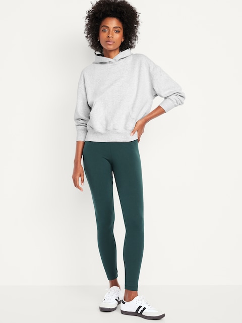 High-Waisted Jersey Fashion Layering Leggings - Glorious Pine
