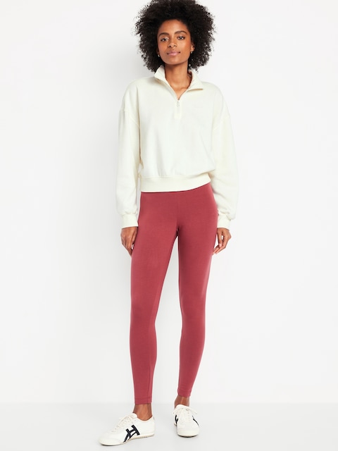 High-Waisted Jersey Fashion Layering Leggings - Umber Earth