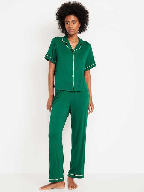 Sunday Sleep Knit Jersey Pant Set - Green