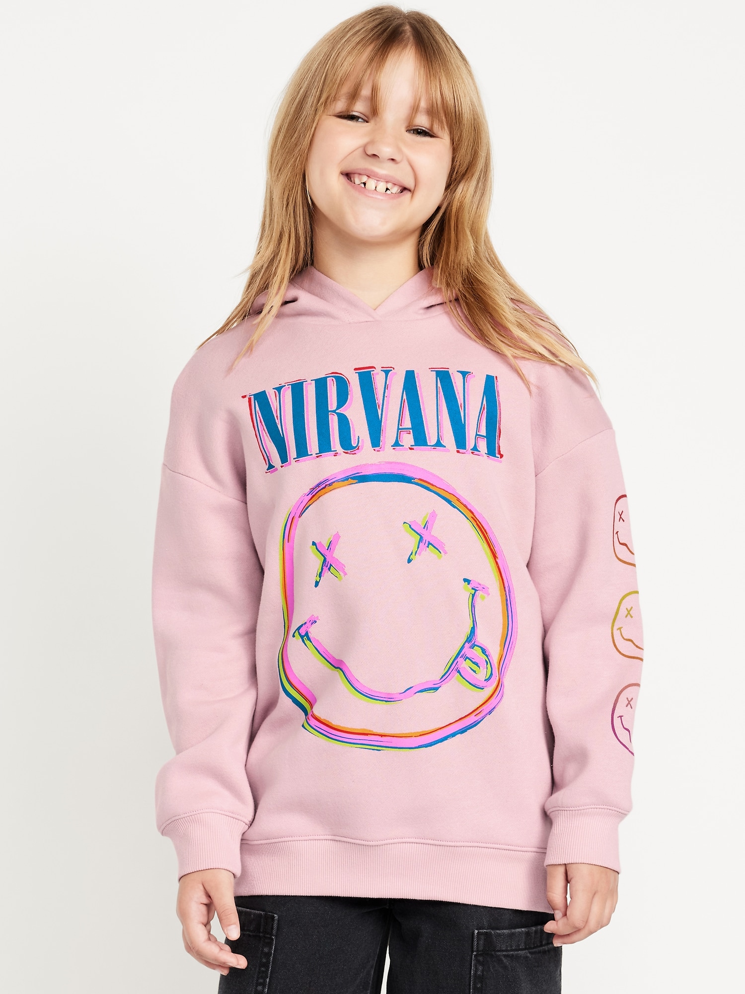 Nirvana™ Oversized Graphic Tunic Pullover Hoodie for Girls