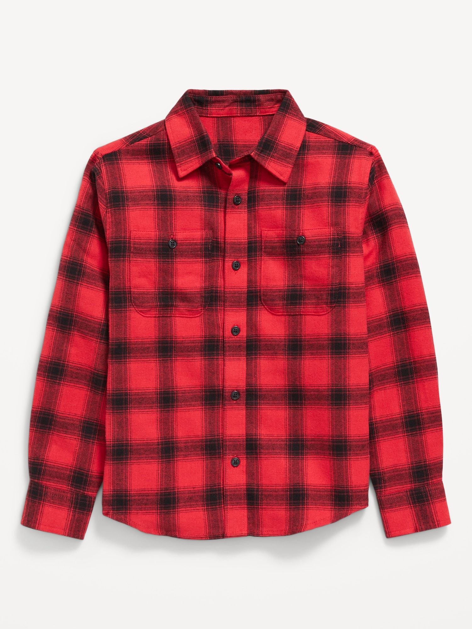 Long-Sleeve Pocket Plaid Flannel Shirt for Boys