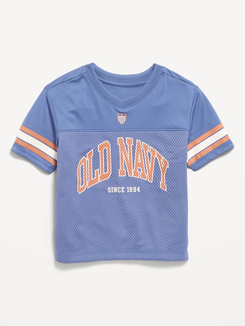 Oversized Mesh Logo-Graphic Football T-Shirt for Toddler Boys - Cowboy Blue