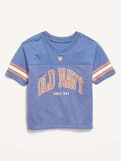Oversized Unisex Mesh Logo-Graphic Football T-Shirt for Toddler