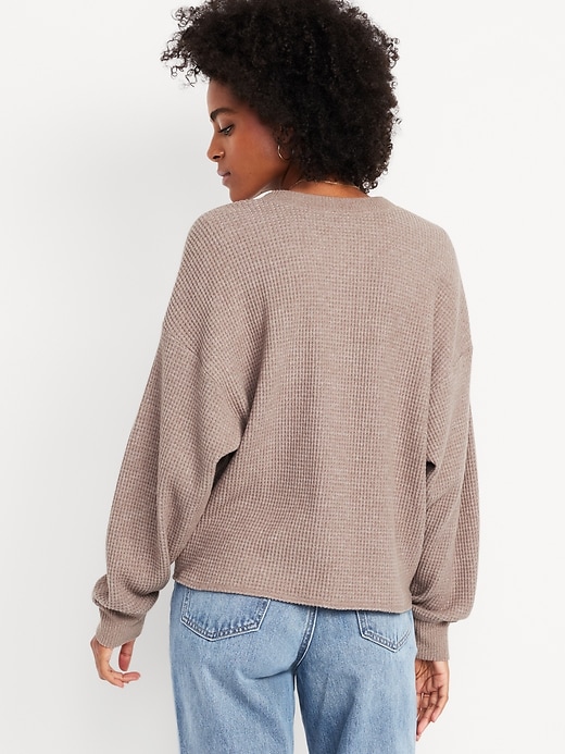 Image number 2 showing, Oversized Cozy Waffle Henley Top