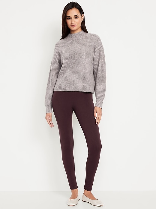 Image number 1 showing, High-Waisted Fleece-Lined Ankle Leggings