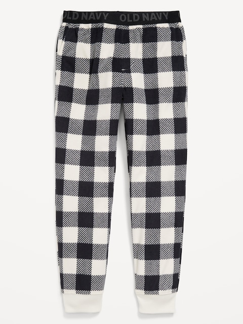 Printed Microfleece Pajama Jogger Pants for Boys - Black Buffalo Plaid