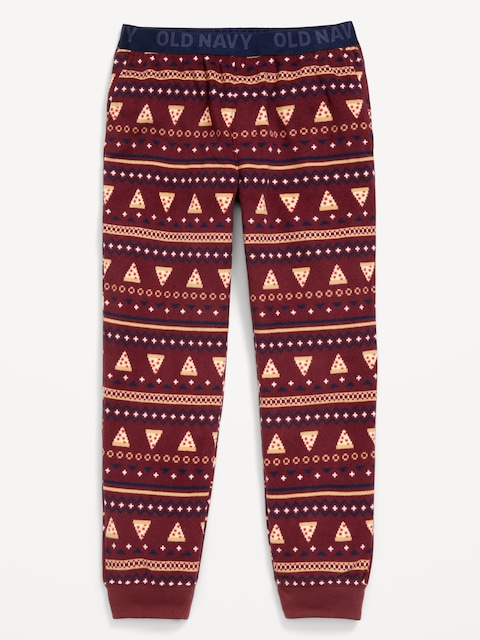 Printed Microfleece Pajama Jogger Pants for Boys - Pizza
