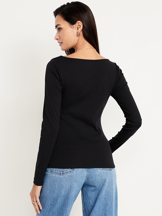 Image number 2 showing, Snug Long-Sleeve Boat-Neck T-Shirt