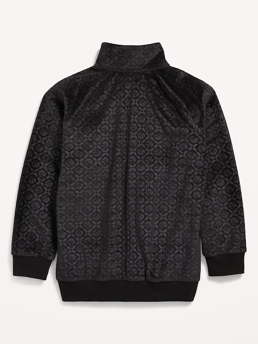 Image number 3 showing, Oversized Embossed Velour Track Jacket for Boys
