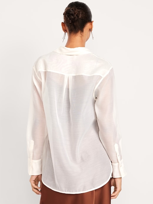 Image number 2 showing, Loose Button-Down Organza Tunic Shirt
