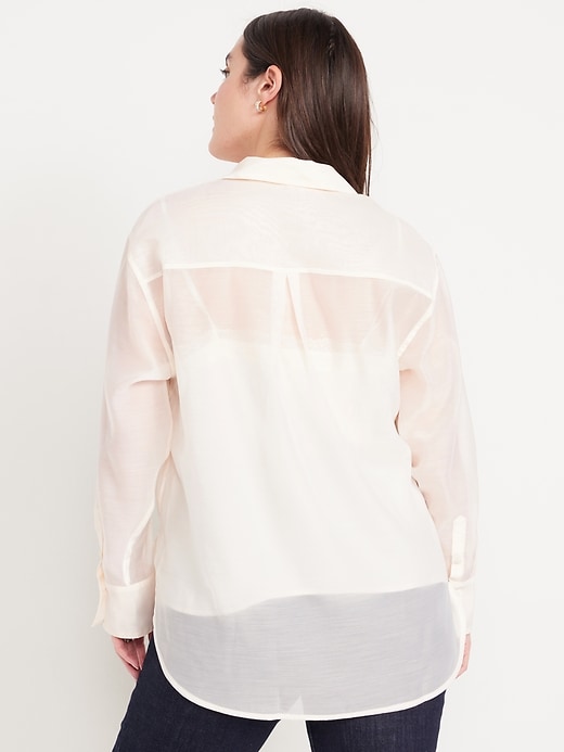 Image number 6 showing, Loose Button-Down Organza Tunic Shirt