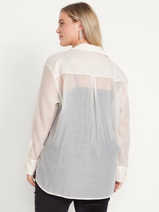 Image number 8 showing, Loose Button-Down Organza Tunic Shirt