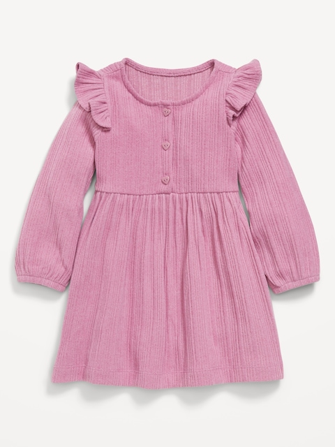 Long-Sleeve Cozy-Knit Dress for Toddler Girls