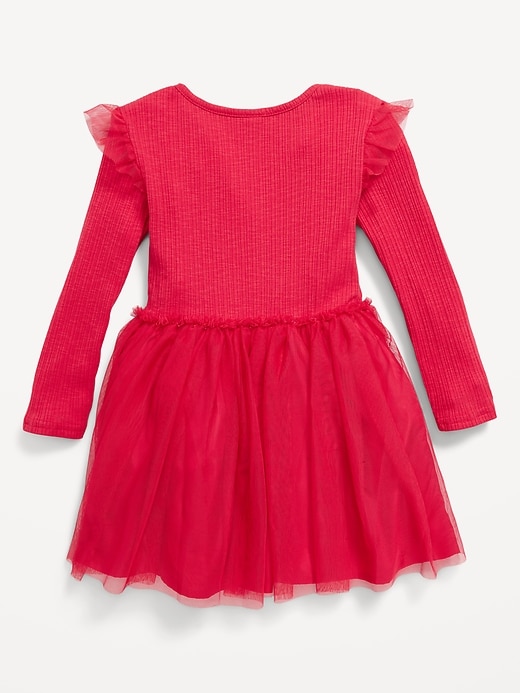 Long-Sleeve Fit and Flare Tutu Dress for Toddler Girls