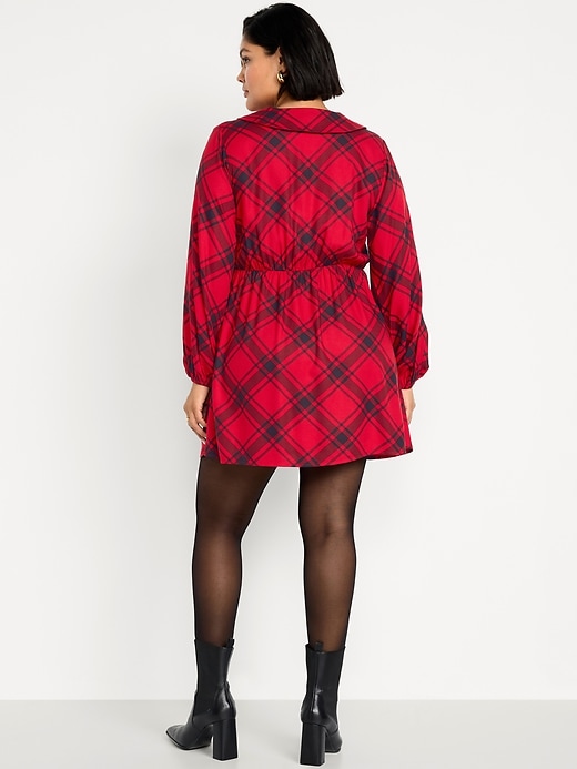 Image number 8 showing, Fit & Flare Long-Sleeve Crepe Mini Dress