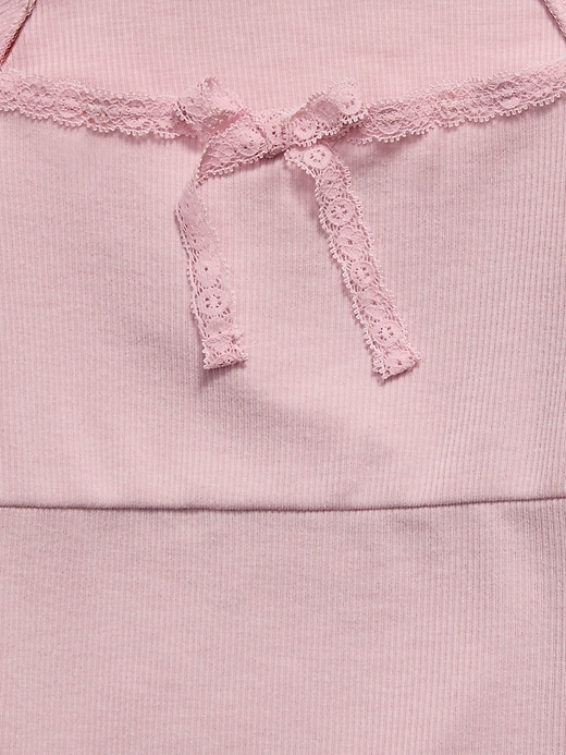 Image number 4 showing, Fitted Long-Sleeve Lace-Tie Ribbed T-Shirt for Girls
