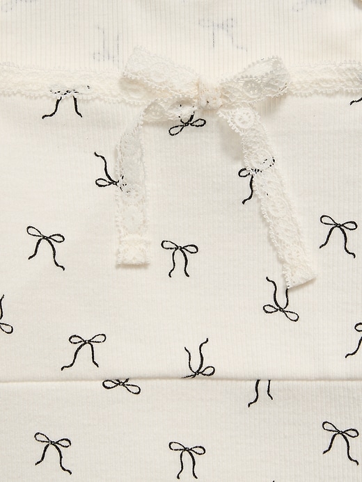 Image number 4 showing, Fitted Long-Sleeve Lace-Tie Ribbed T-Shirt for Girls