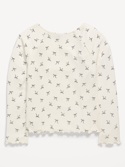 Image number 3 showing, Fitted Long-Sleeve Lace-Tie Ribbed T-Shirt for Girls