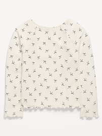 Image number 3 showing, Fitted Long-Sleeve Lace-Tie Ribbed T-Shirt for Girls