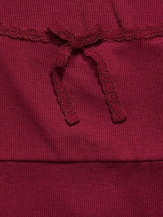 Image number 4 showing, Fitted Long-Sleeve Lace-Tie Ribbed T-Shirt for Girls