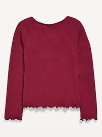 Image number 3 showing, Fitted Long-Sleeve Lace-Tie Ribbed T-Shirt for Girls