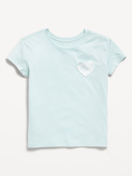 Image number 1 showing, Softest Short-Sleeve Heart-Pocket T-Shirt for Girls